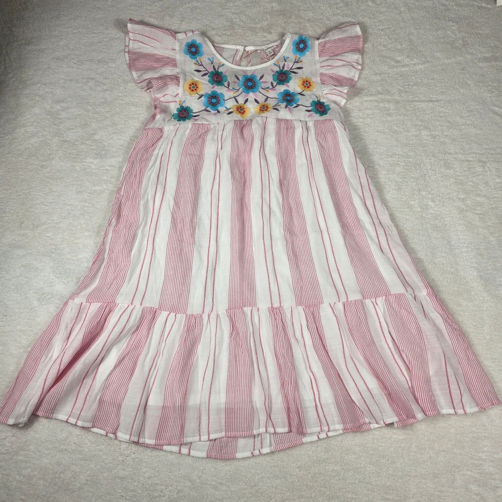 blu pepper Floral Embroidered Striped Dress Womens M Pink White NWT Boho Summer